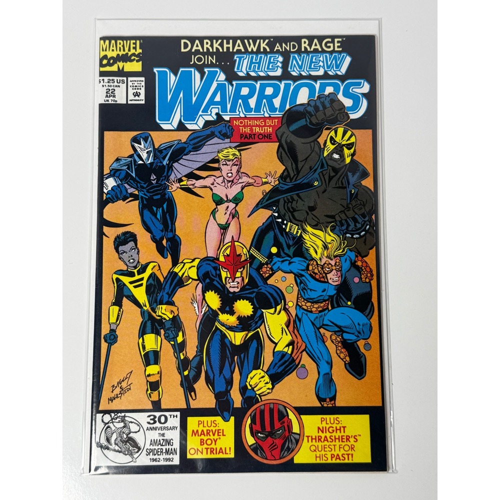 The New Warriors 22 1992 Marvel Comics Darkhawk Rage Mark Bagley Cover Art